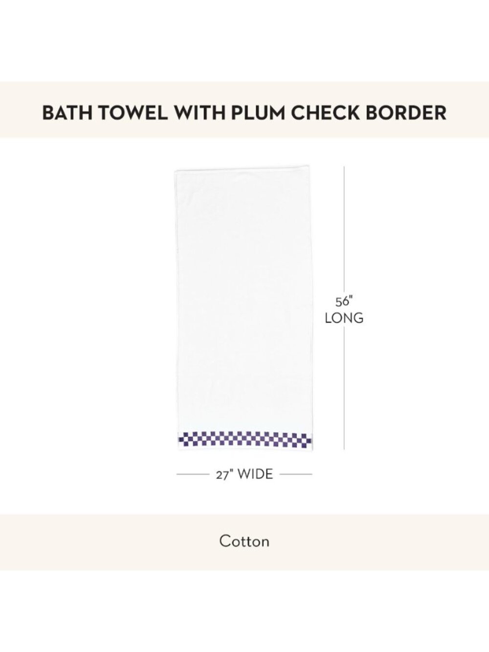 NEW (NWT) - Bathroom - MacKenzie-Childs Purple Plum Check Full Length Bath Towel